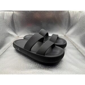 Size‎ M 7/8 Victoria's Secret PINK Pure Black Double Strap Pillow Slide Sandals